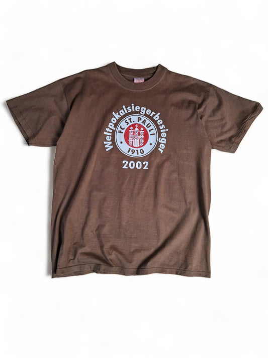 Vintage B&C Shirt ST. Pauli Pokalsieger 2002 Braun XL
