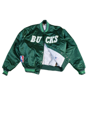 Rare! Vintage Starter Collegejacke Satin Milwaukee Bucks Made In Korea Glänzend Grün L-XL