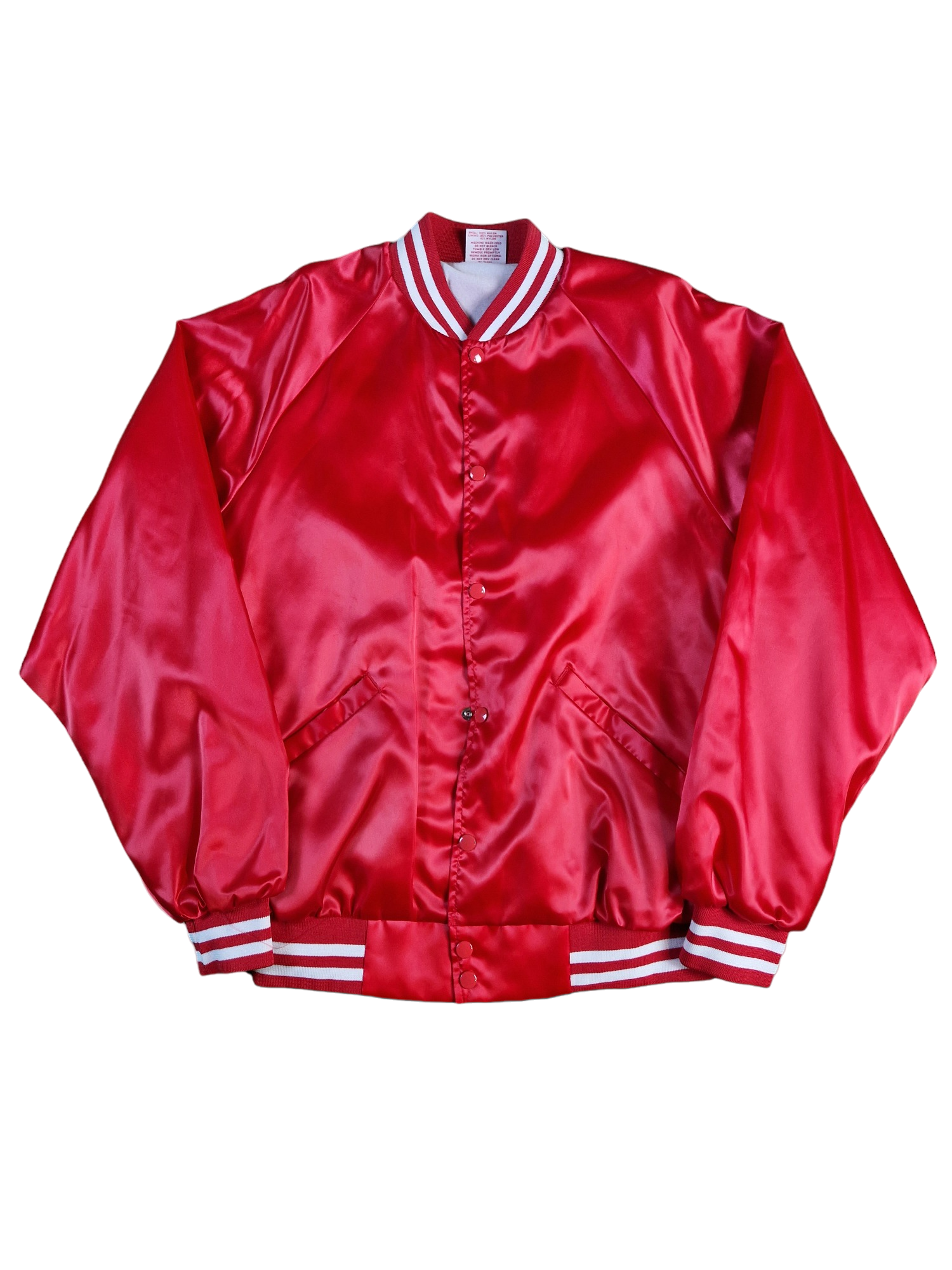 Vintage Cardinal Baseballjacke 80s Shiny Satin Made In USA Glänzend Rot L