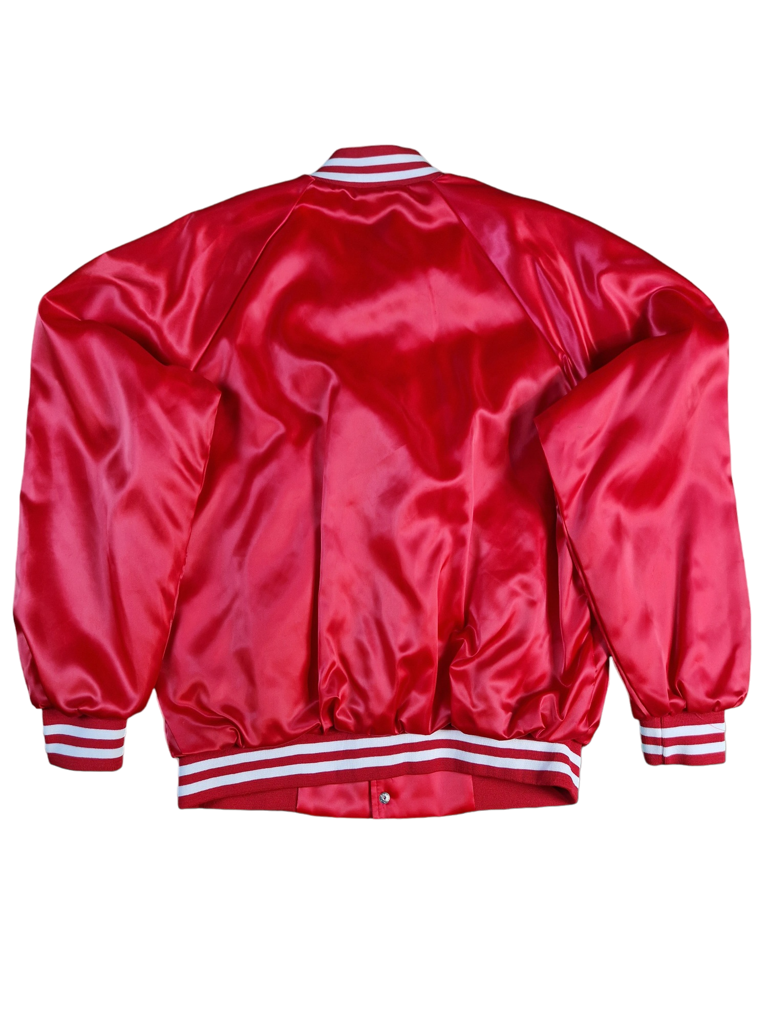 Vintage Cardinal Baseballjacke 80s Shiny Satin Made In USA Glänzend Rot L