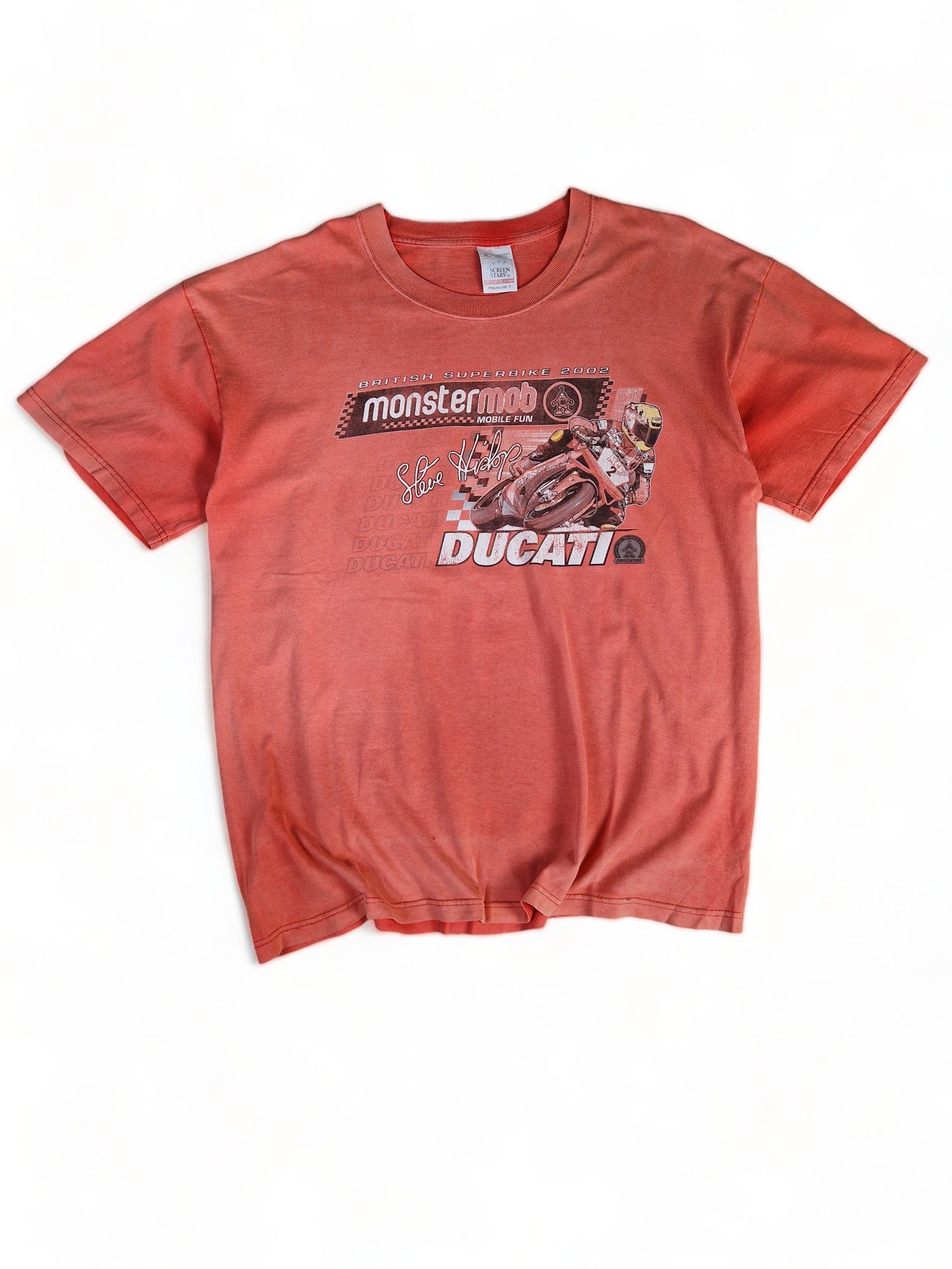 Screen Stars Shirt British Superbike 2002 Ducati Steve Hislop Orange XL - RareRags