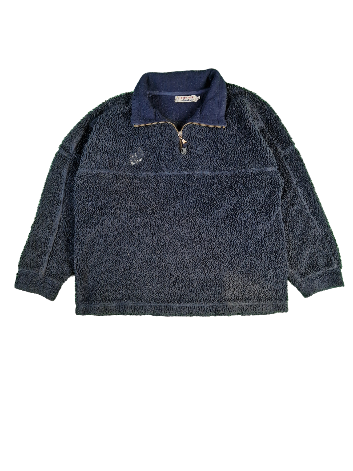 Vintage TinTin Fleecejacke Tim & Struppi Dunkelblau/Schwarz M-L