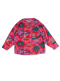 Vintage Fila Fleecejacke Druckknöpfe Rundhals Blumen Made In Italy Rot Lila (40) M-L