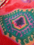 Vintage Fila Fleecejacke Druckknöpfe Rundhals Blumen Made In Italy Rot Lila (40) M-L
