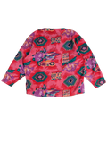 Vintage Fila Fleecejacke Druckknöpfe Rundhals Blumen Made In Italy Rot Lila (40) M-L