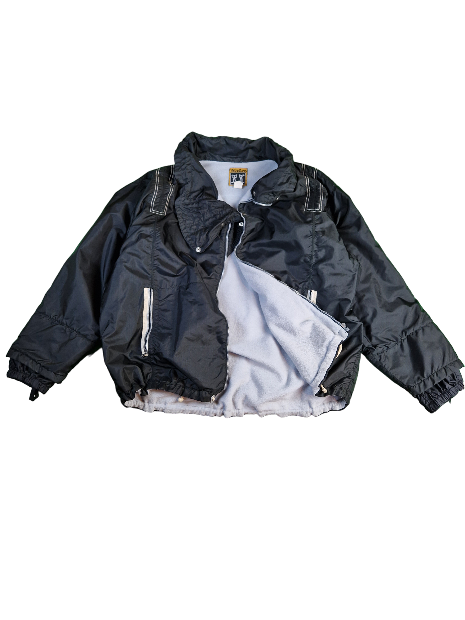 Vintage JetSet Jacke "The Wave" Swiss RiRi Zip Mit Fleece Schwarz L-XL - RareRags