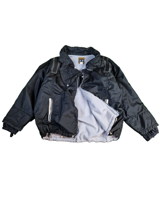 Rare! Vintage JetSet Jacke "The Wave" Swiss RiRi Zip Mit Fleece Schwarz L-XL