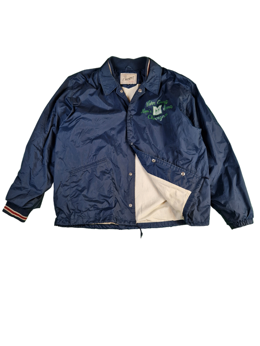 Vintage Chevignong Jacke Leicht Gefüttert Backprint Blau Grün XL