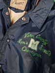 Vintage Chevignong Jacke Leicht Gefüttert Backprint Blau Grün XL