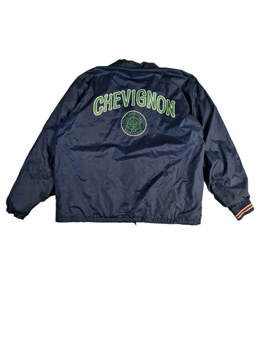 Vintage Chevignong Jacke Leicht Gefüttert Backprint Blau Grün XL