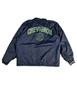 Vintage Chevignong Jacke Leicht Gefüttert Backprint Blau Grün XL