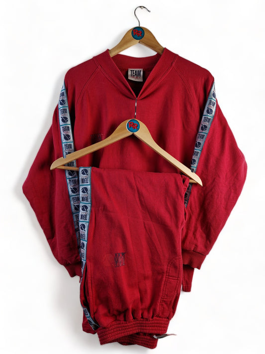 Vintage Team Alex Jogginganzug Aus Baumwolle Mit Logostreifen Rot S-M