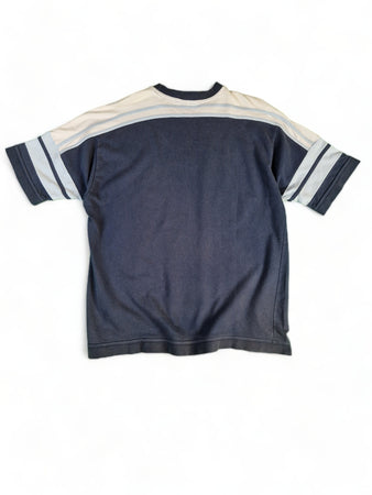 Vintage Freeman T Porter Shirt Basic Oversized Fit Dunkelblau Weiß XL