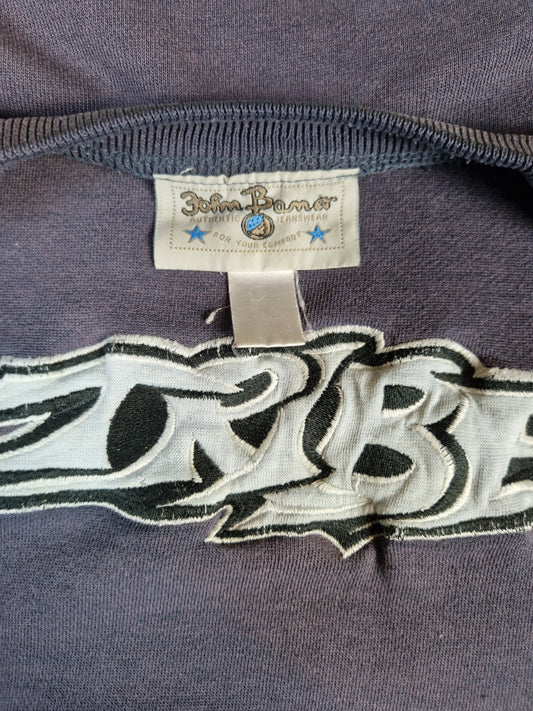 Vintage John Baner Sweater "Tribe" Embroidery Ausgewaschenes Blau/Grau M-L