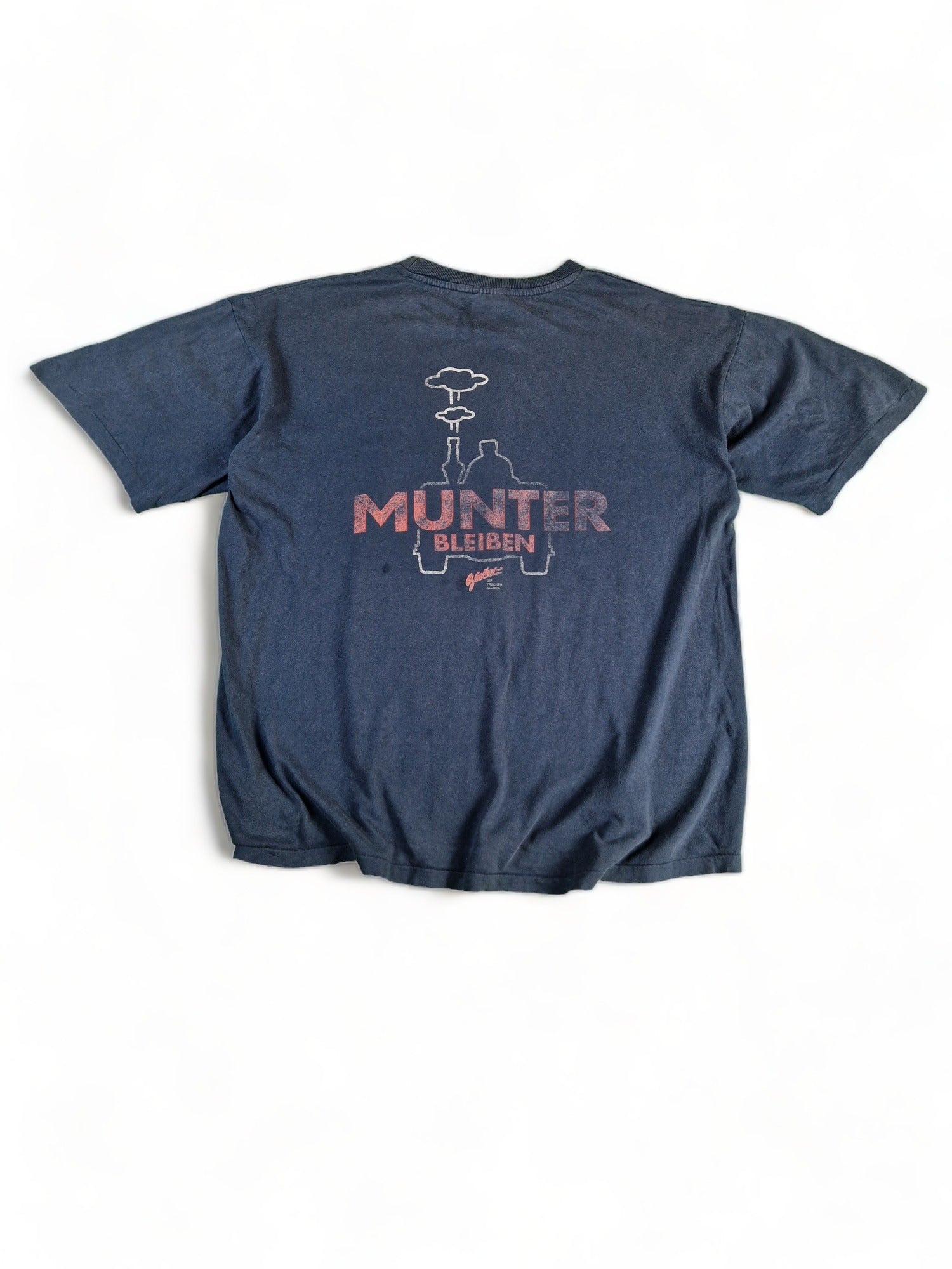 Vintage US Basic Shirt "Moin- Munter bleiben" Günther Der Treckerfahrer FFN Radio Navy XL - RareRags