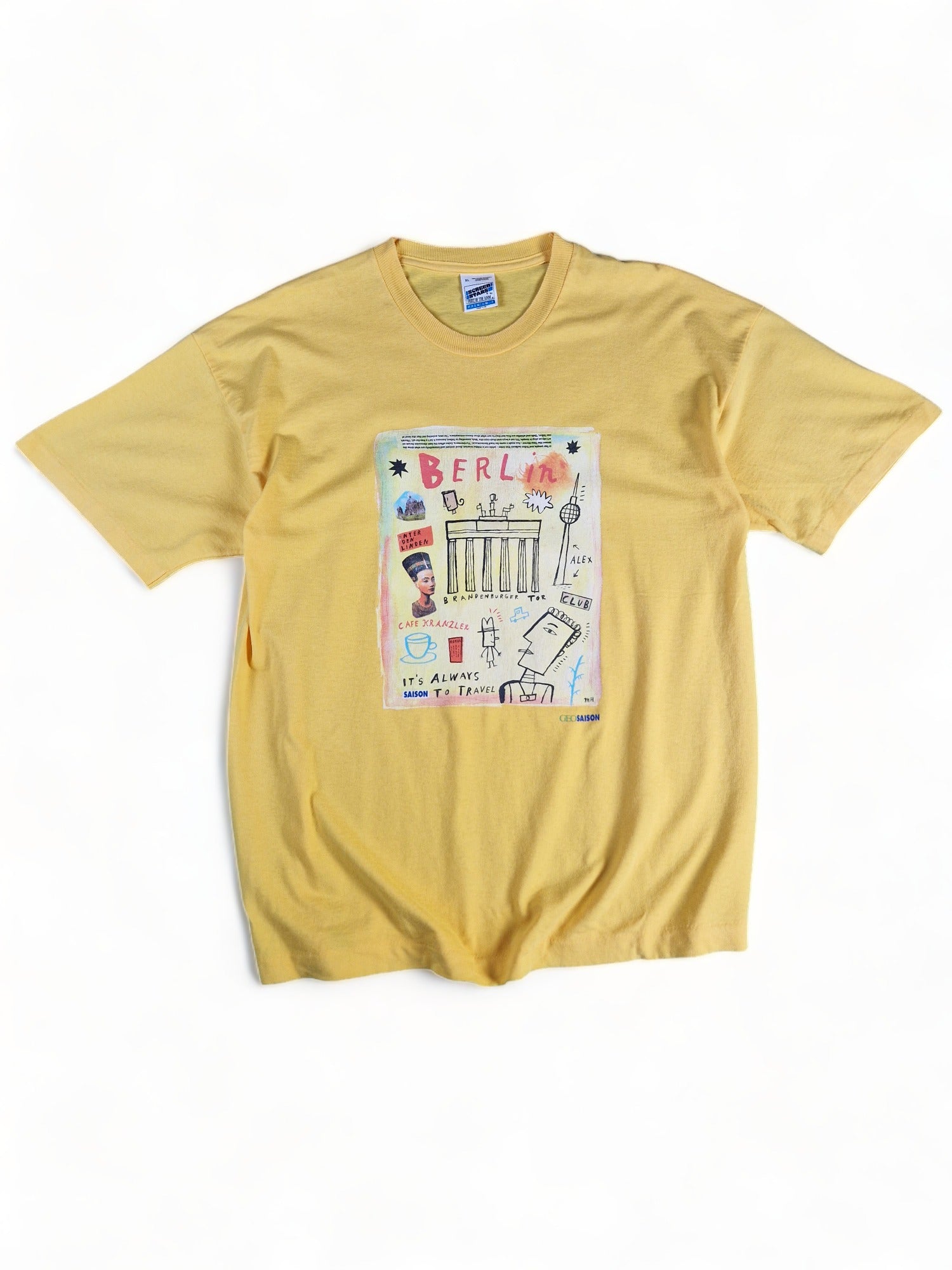Vintage Screen Stars Shirt Geo Saison Berlin Single Stitch Gelb XL - RareRags