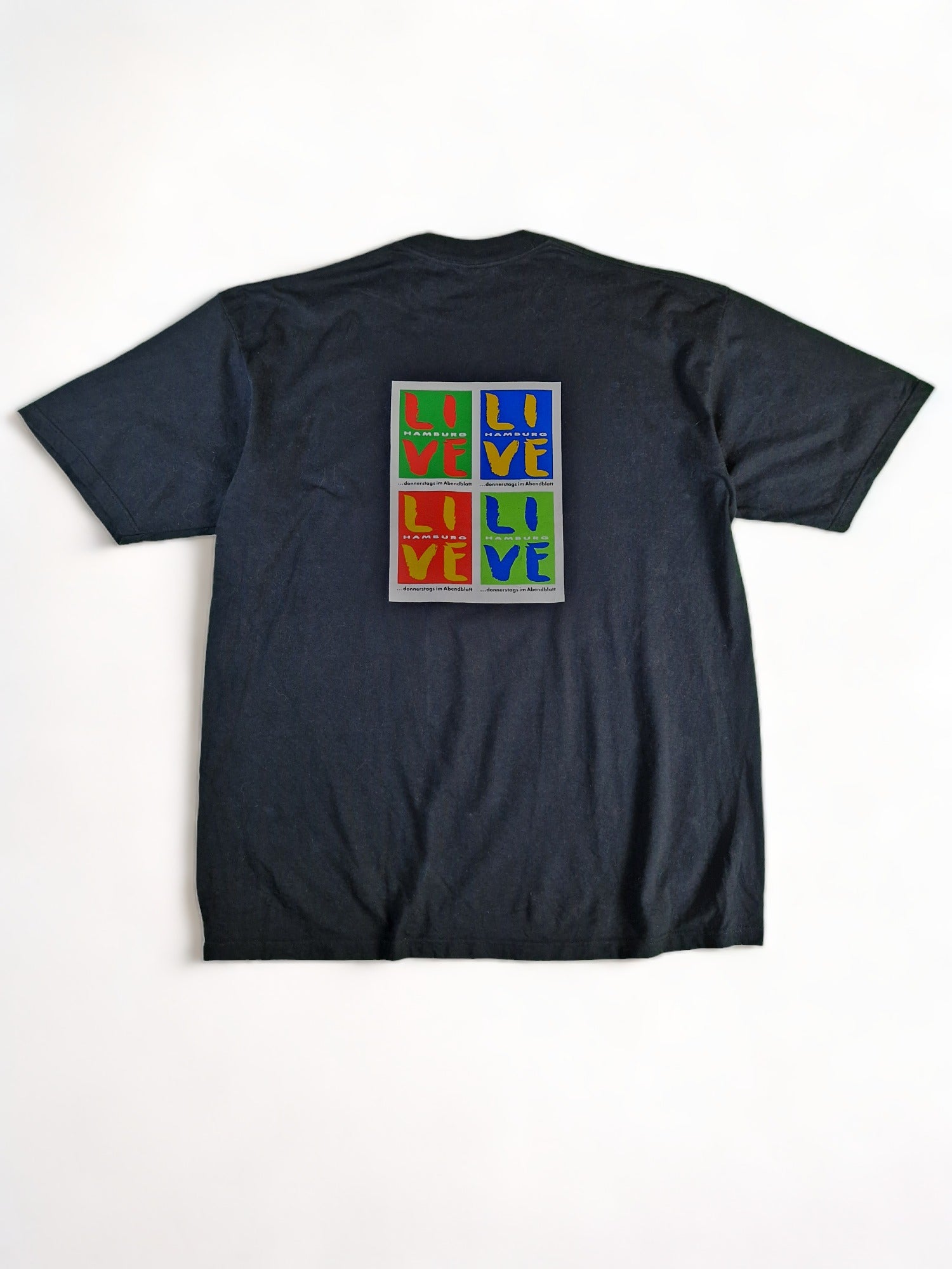 Vintage Jerzees Shirt Hamburger Abendblatt Werbung Made In Scotland Dunkelblau XXL - RareRags