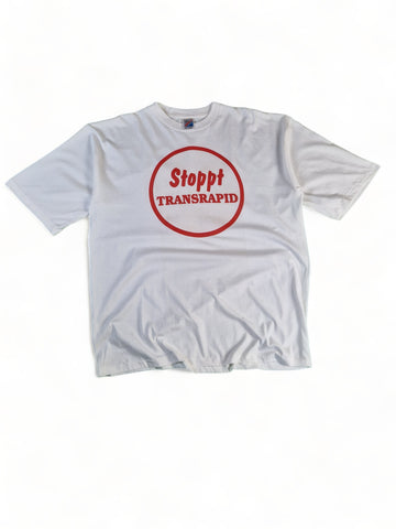 Vintage Jerzees Shirt "Stoppt Transrapid" Protest Single Stitch Weiß XXL