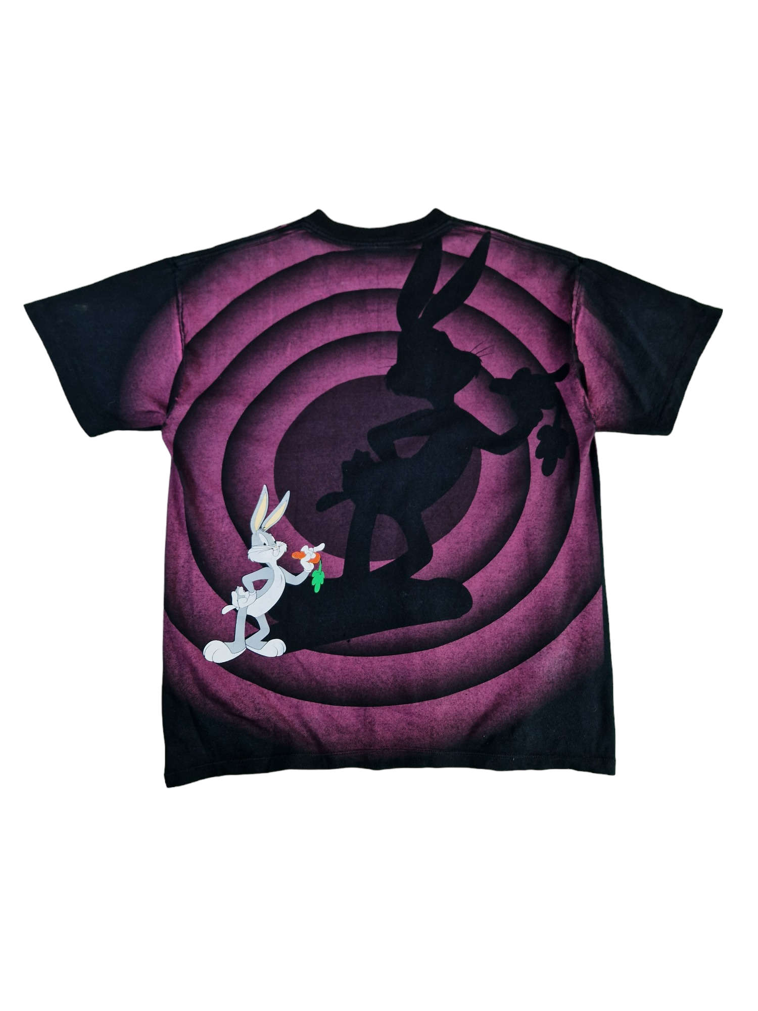 Vintage Wild Oats Shirt Bugs Bunny Warner Bros 1992 All Over Print Schwarz Pink  L-XL - RareRags