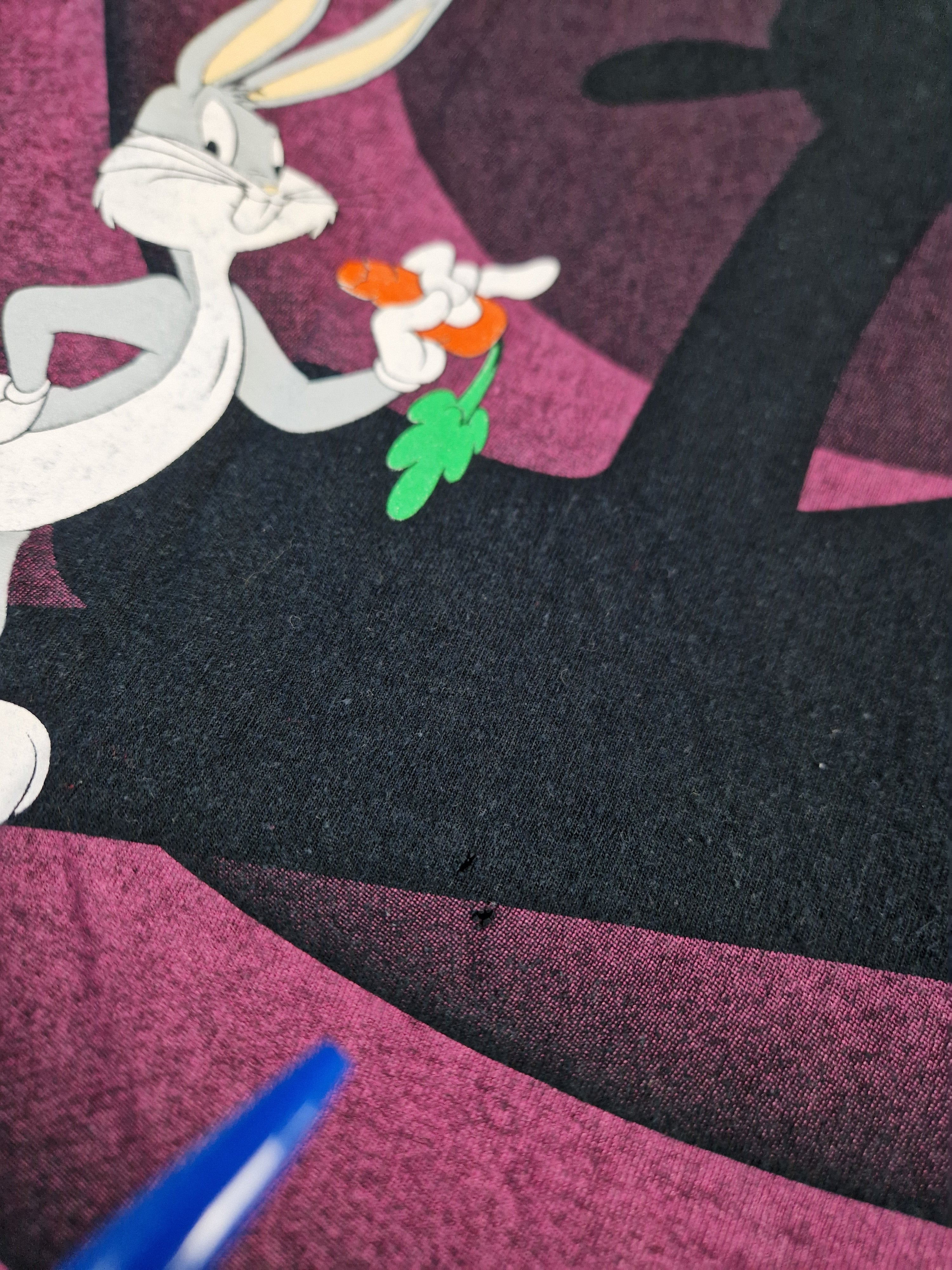 Vintage Wild Oats Shirt Bugs Bunny Warner Bros 1992 All Over Print Schwarz Pink  L-XL - RareRags
