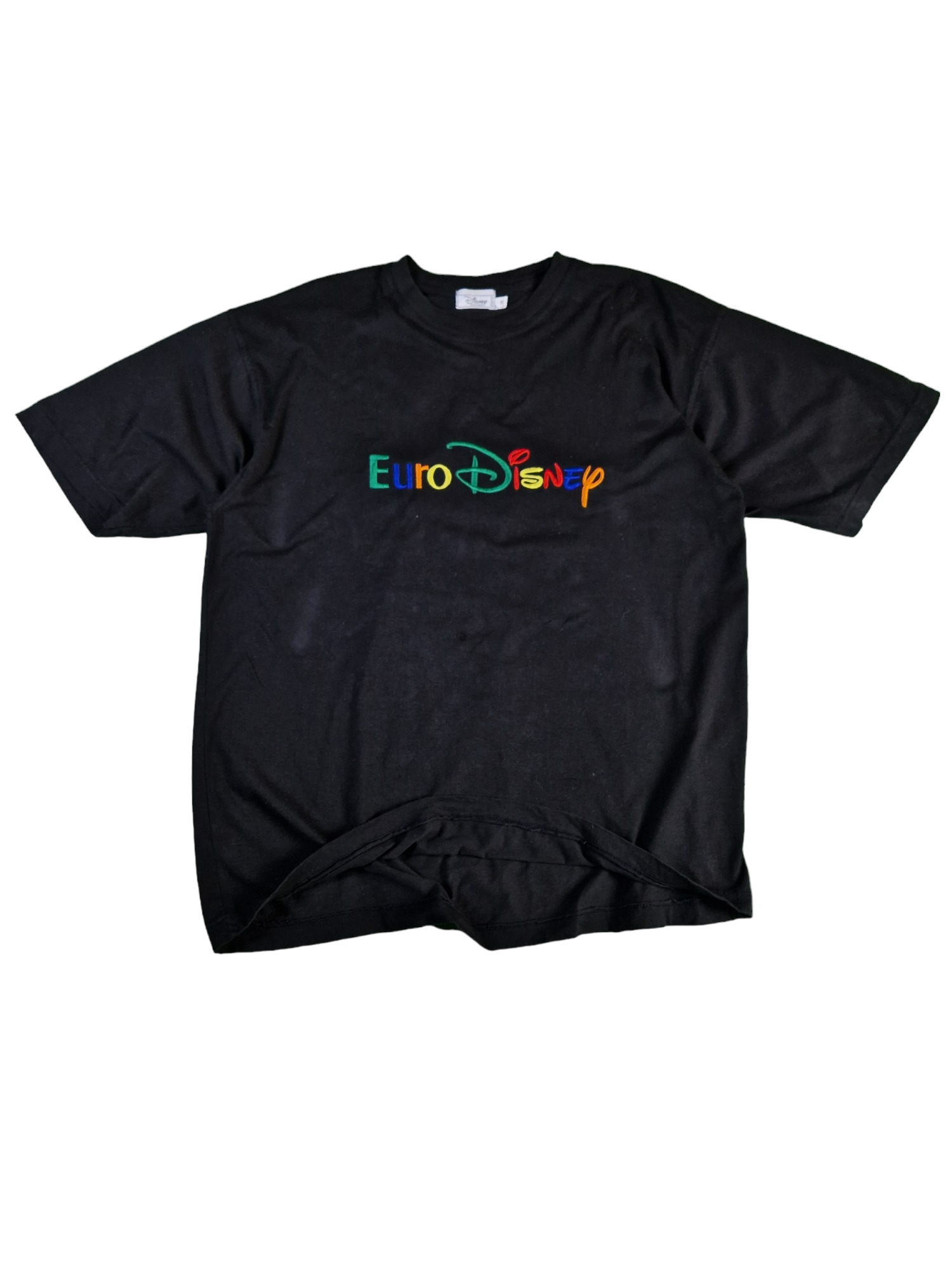 Vintage Disney Shirt Euro Disney Bestickt Bunt Schwarz XL - RareRags