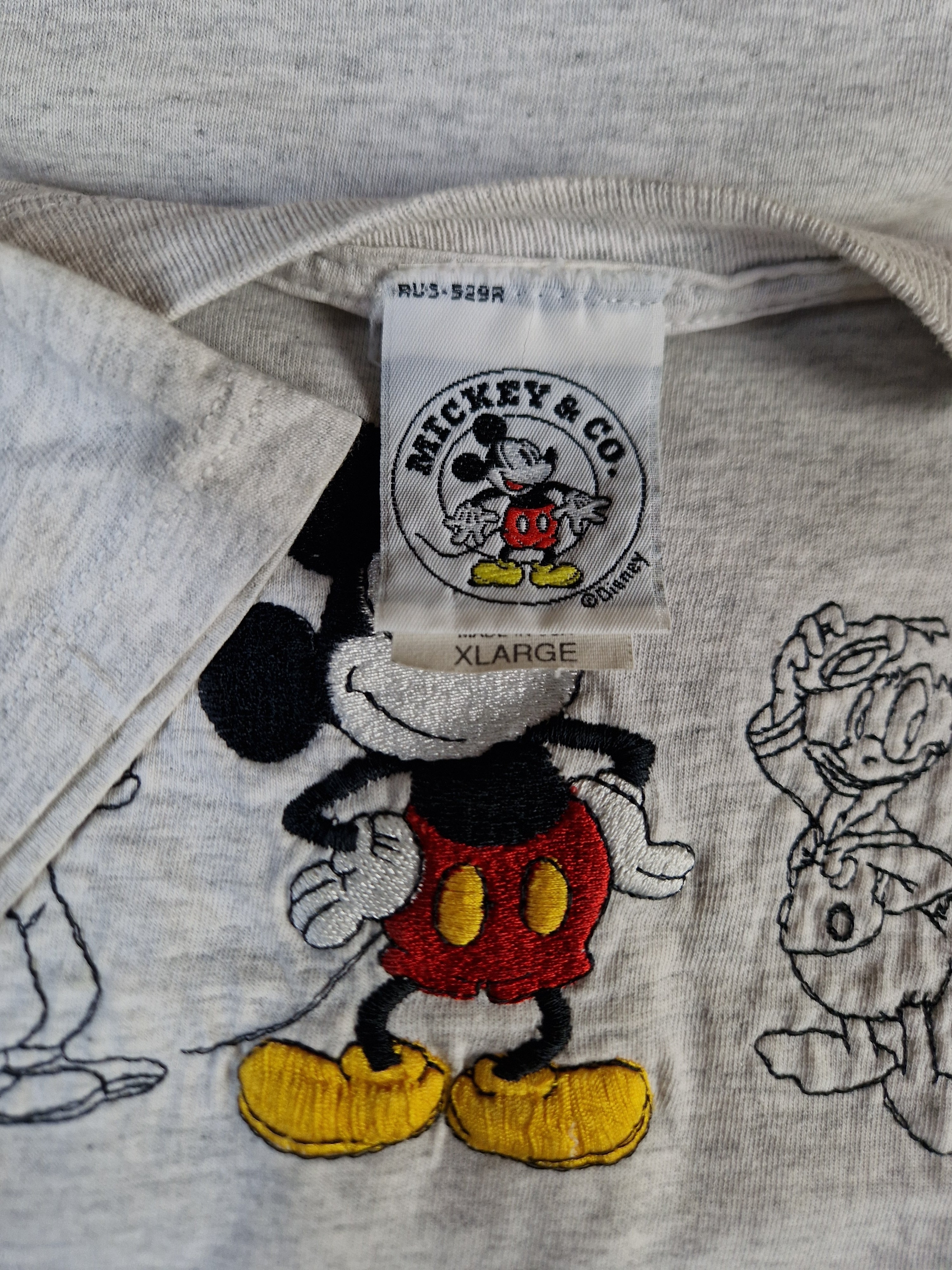 Vintage Disney Shirt Mickey & Co Made In USA Bestickt Grau XL - RareRags