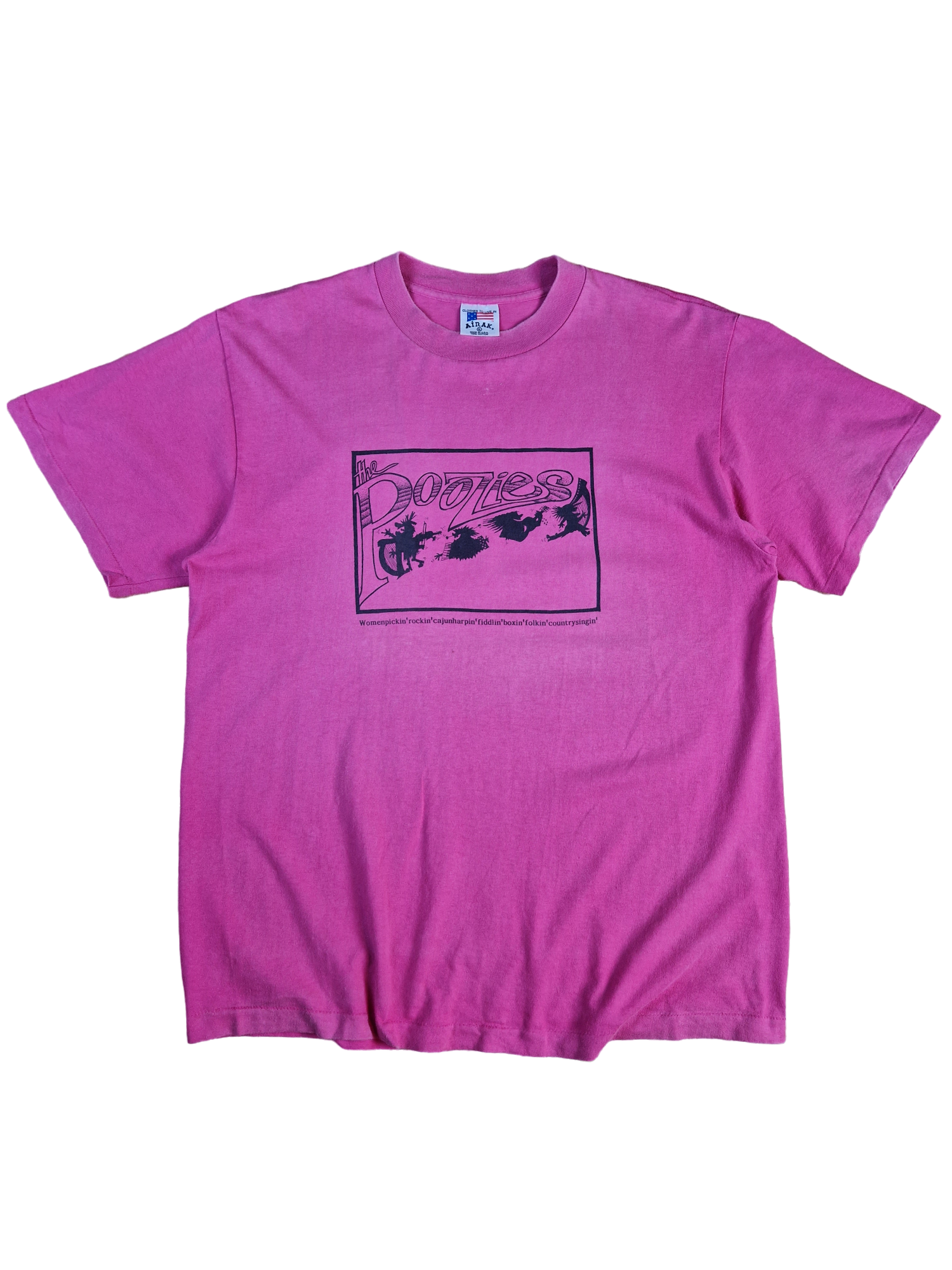 Vintage Airak Shirt  The Poozies "Womenpickin..." Made In USA Single Stitch Rosa XL