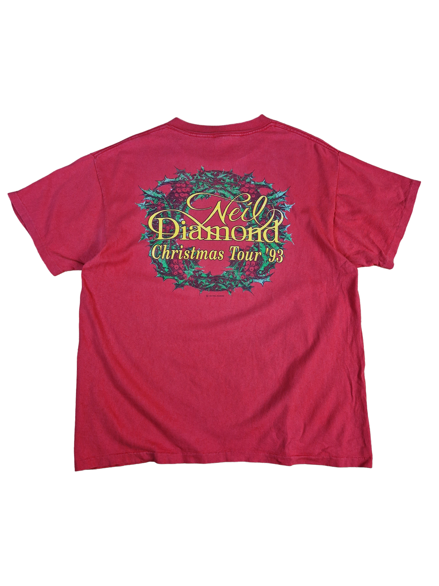 Vintage Delta Shirt Neil Diamond 1993 Christmas Tour Single Stitch Made In USA Rot  XL