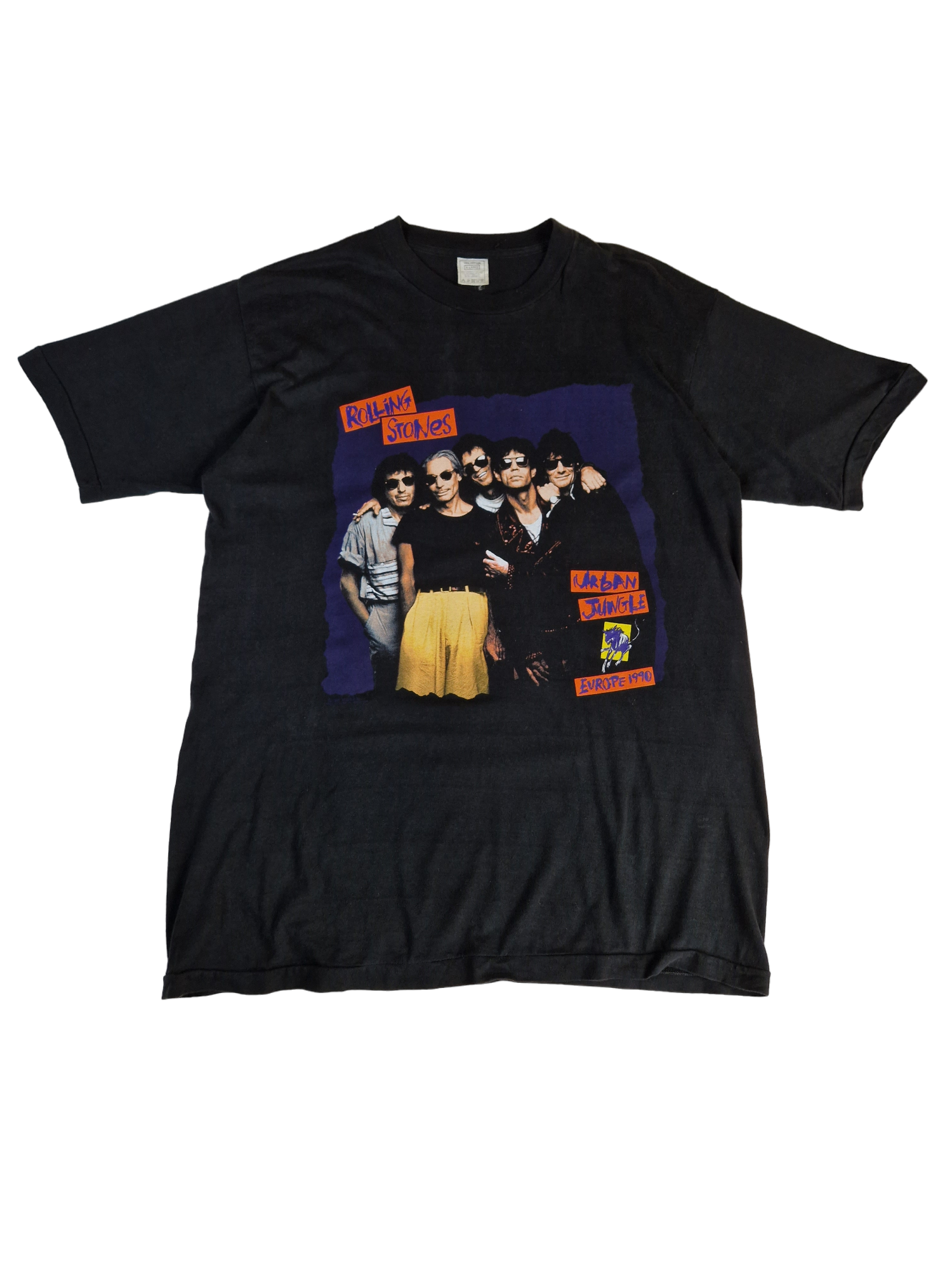 Rare! Vintage Shirt Rolling Stones Europe Tour 1990 "Urban Jungle" Single Stitch Schwarz XL