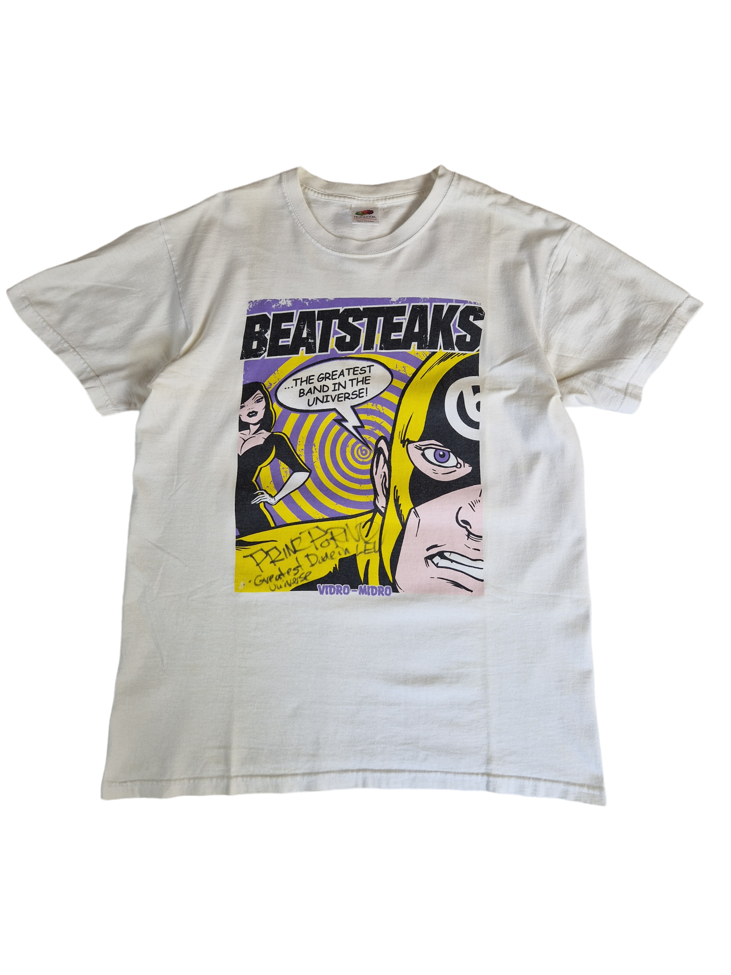 Fruit Of The Loom Shirt Beatsteaks "Greatest Band in Universe" Prinz Porno Widmung Weiß S - RareRags