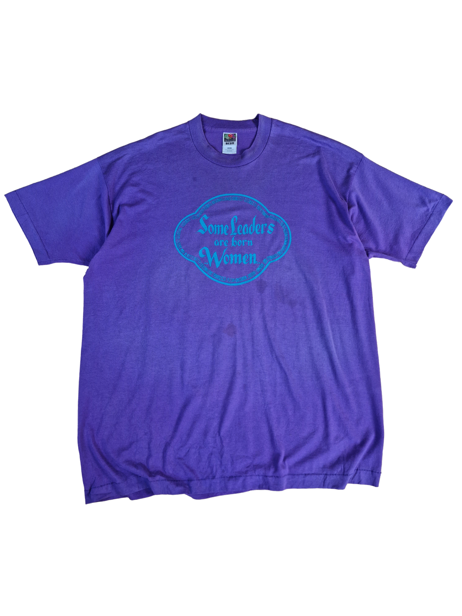Vintage Fruit Of The Loom Shirt "Some Leaders Are Born Women" Single Stitch Made In USA Lila XXL - RareRags