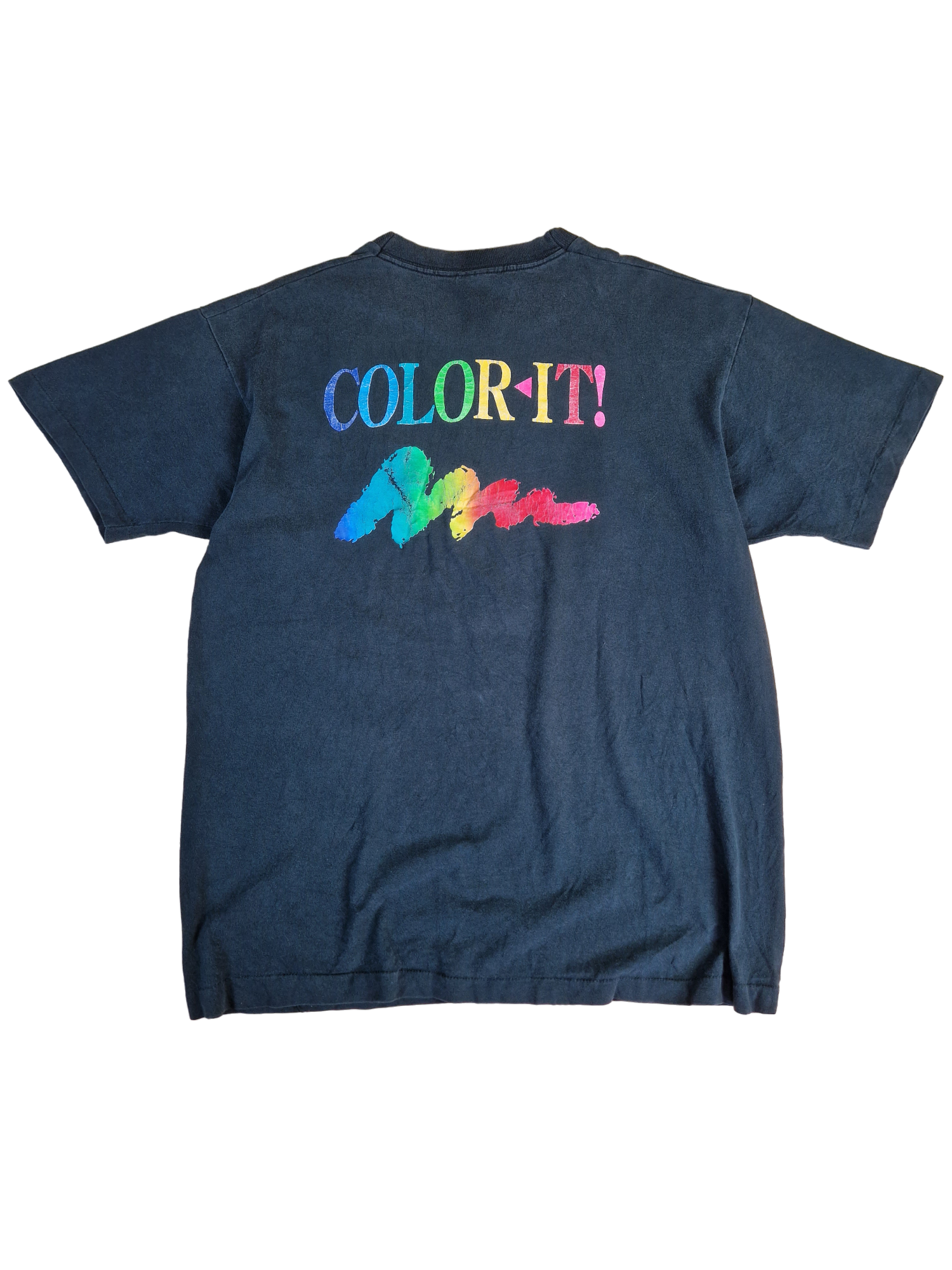 Vintage Fruit Of The Loom Shirt Timeworks "Color It!" Single Stitch Made In USA Dunkelblau XL - RareRags