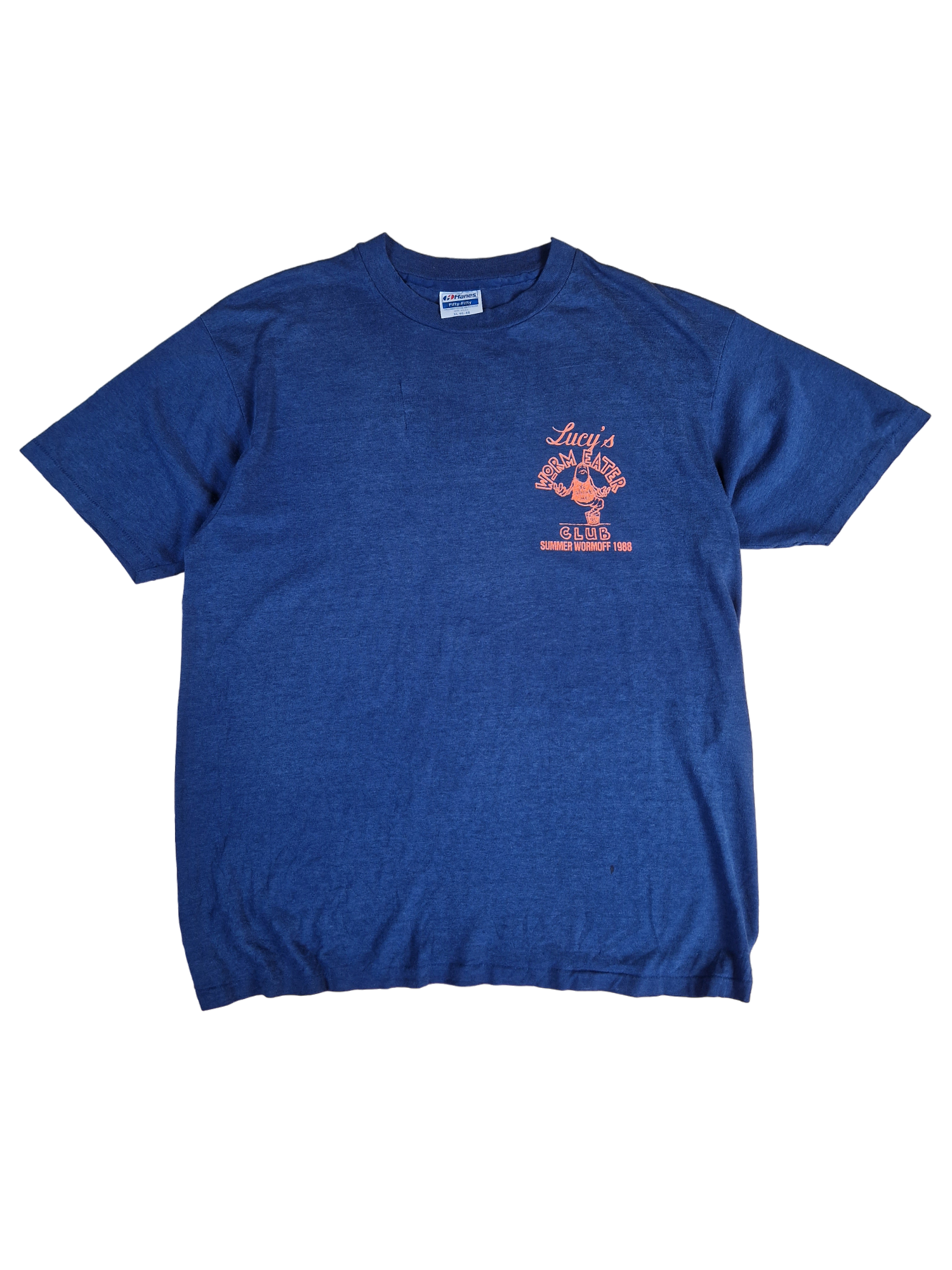Vintage Hanes Shirt 1988 Lucys Worm Eater Club Made In USA Single Stitch Dunkelblau XL - RareRags