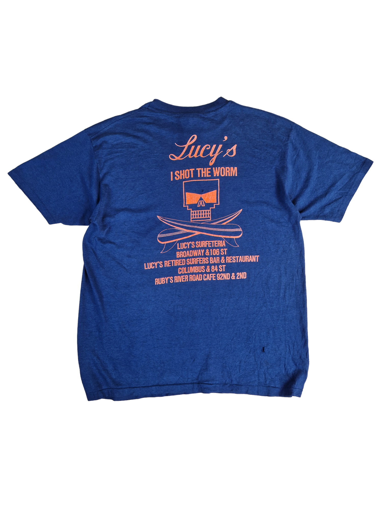 Vintage Hanes Shirt 1988 Lucys Worm Eater Club Made In USA Single Stitch Dunkelblau XL - RareRags