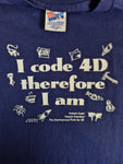 Vintage Hanes Shirt "I Code 4D Therefore I Am" 1994 Single Stitch Made In USA Dunkelblau XL