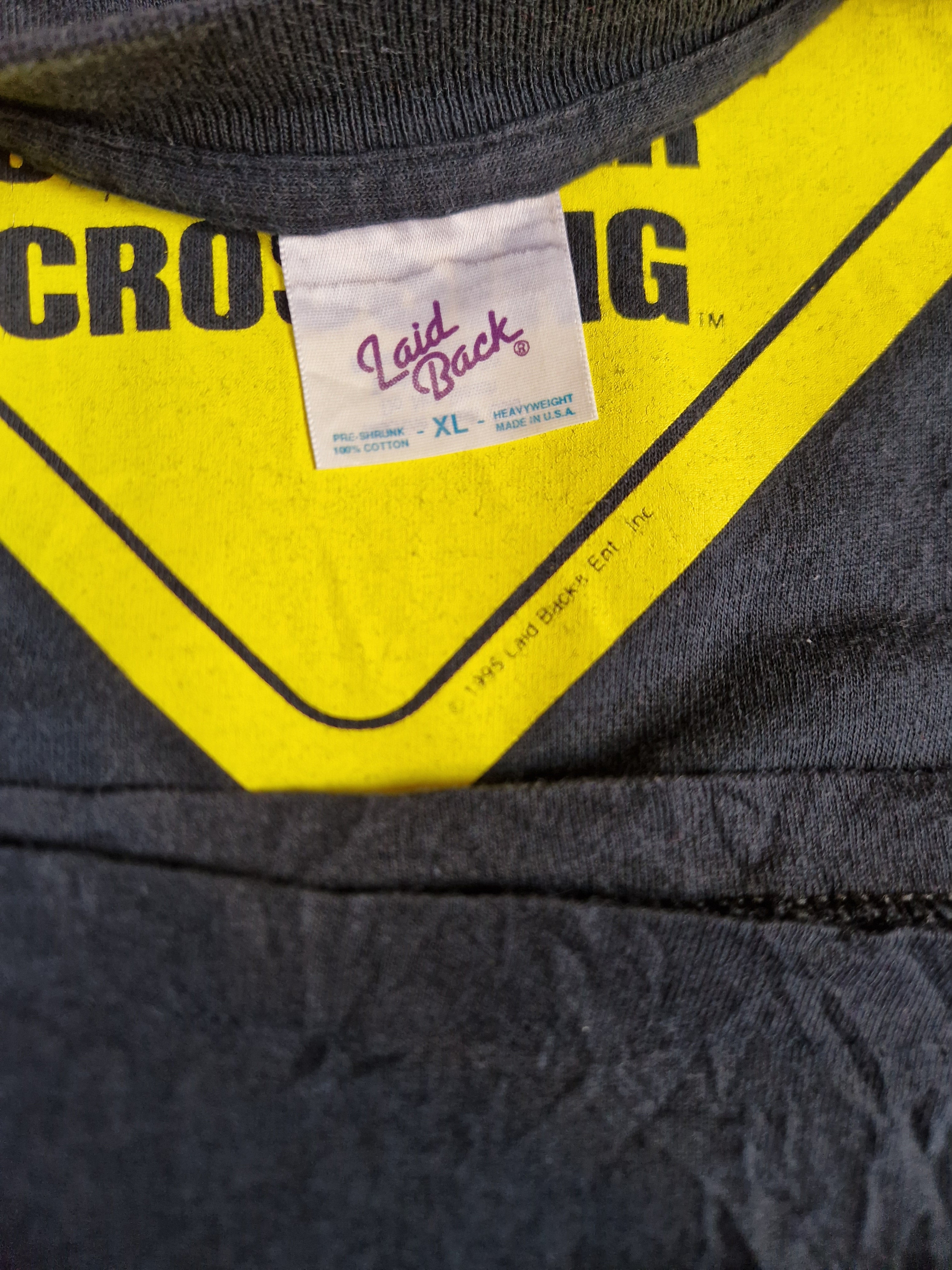 Vintage Laid Back Shirt "Old-Timer Crossing" Single Stitch Made In USA Schwarz XL - RareRags