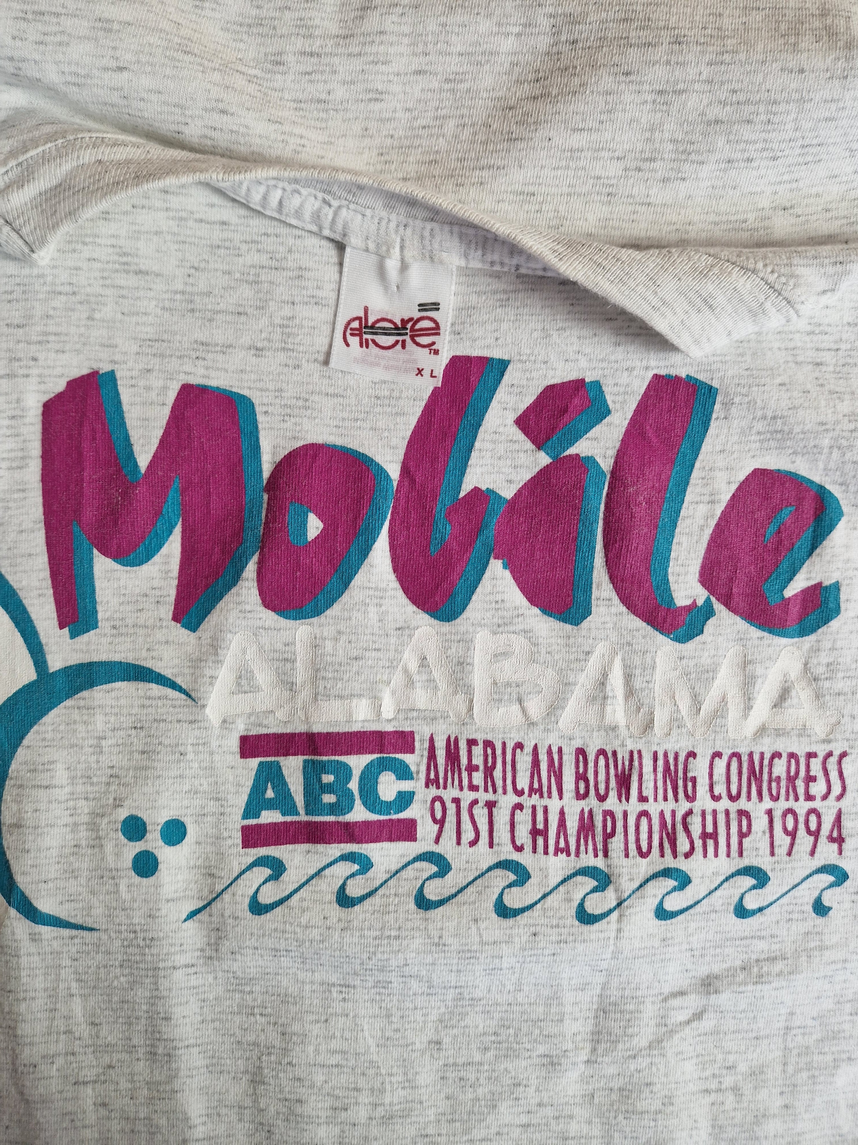 Vintage Alore Shirt 1994 "ABC American Bowling Congress" Made In USA Single Stitch Grau XL - RareRags
