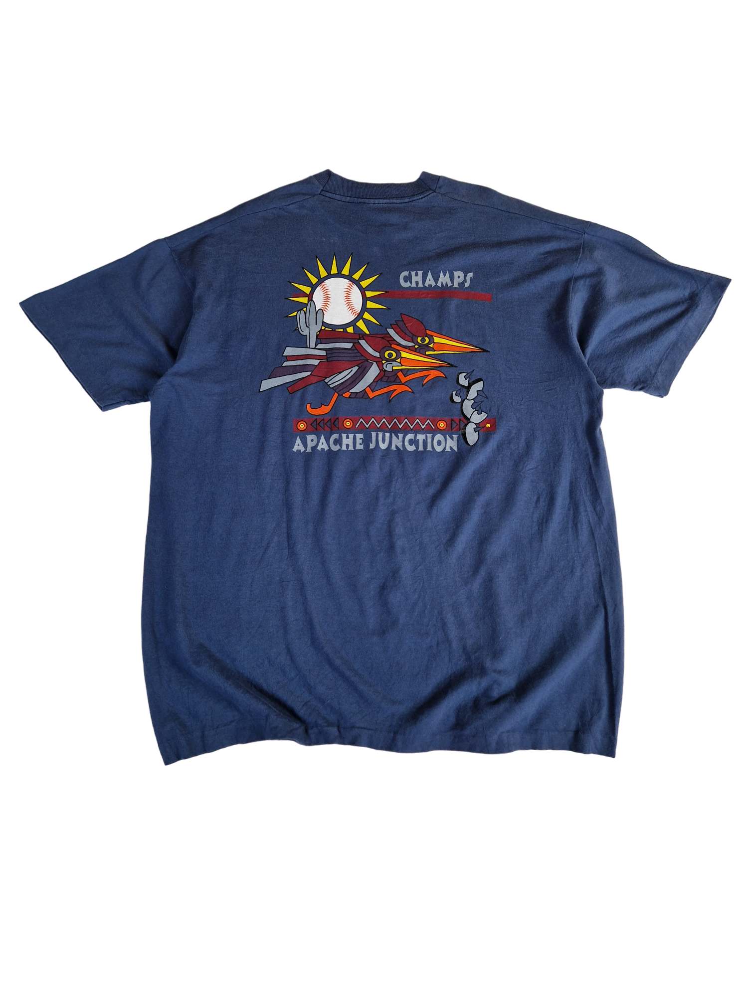Vintage Fruit Of The Loom Shirt "A.J. Softball, Apache Junction" Single Stitch Made In USA Dunkelblau XXL - RareRags