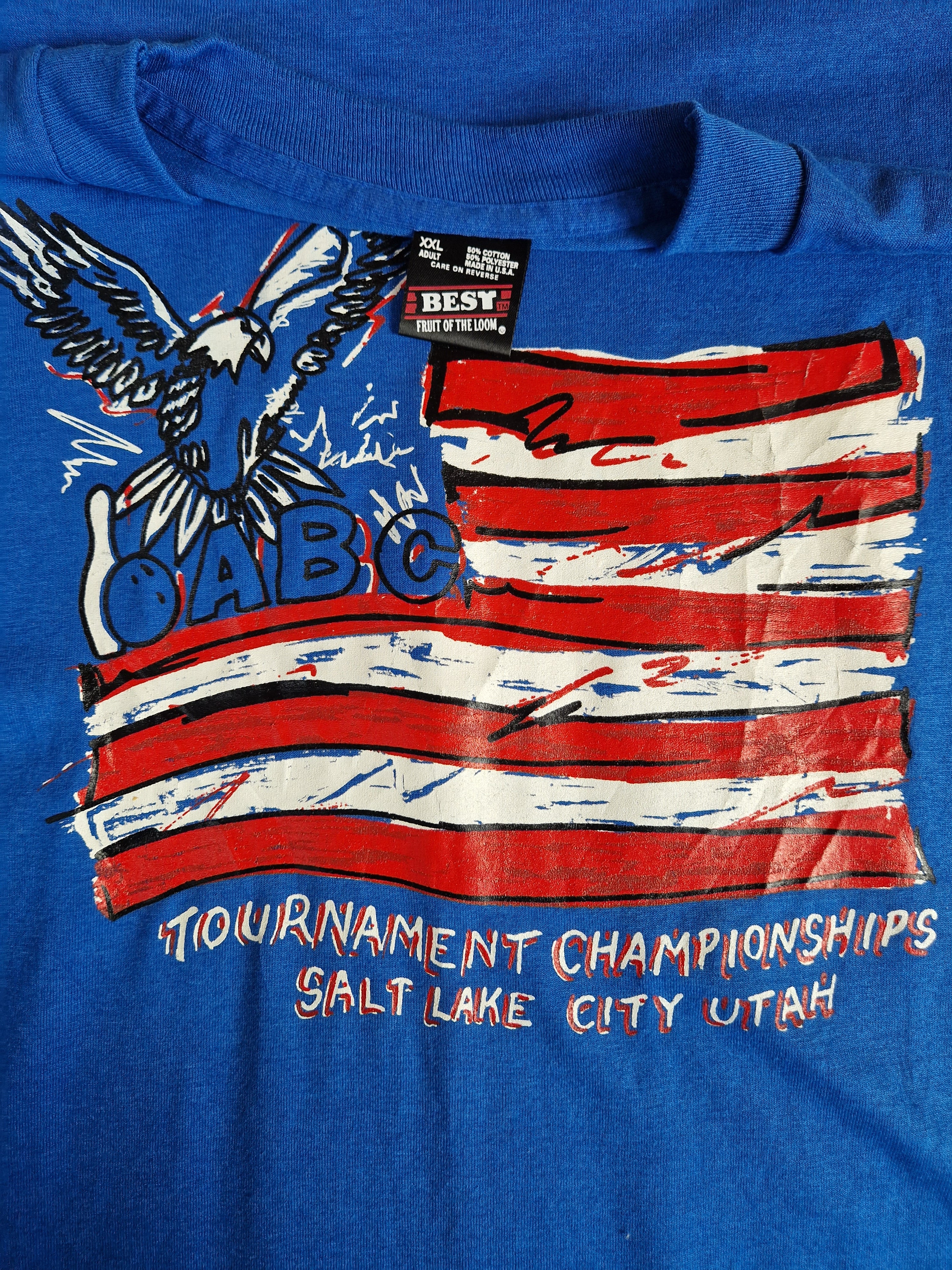 Vintage Fruit Of The Loom Shirt 80s Bowling Championships Salt Lake Single Stitch Made In USA Blau XXL - RareRags