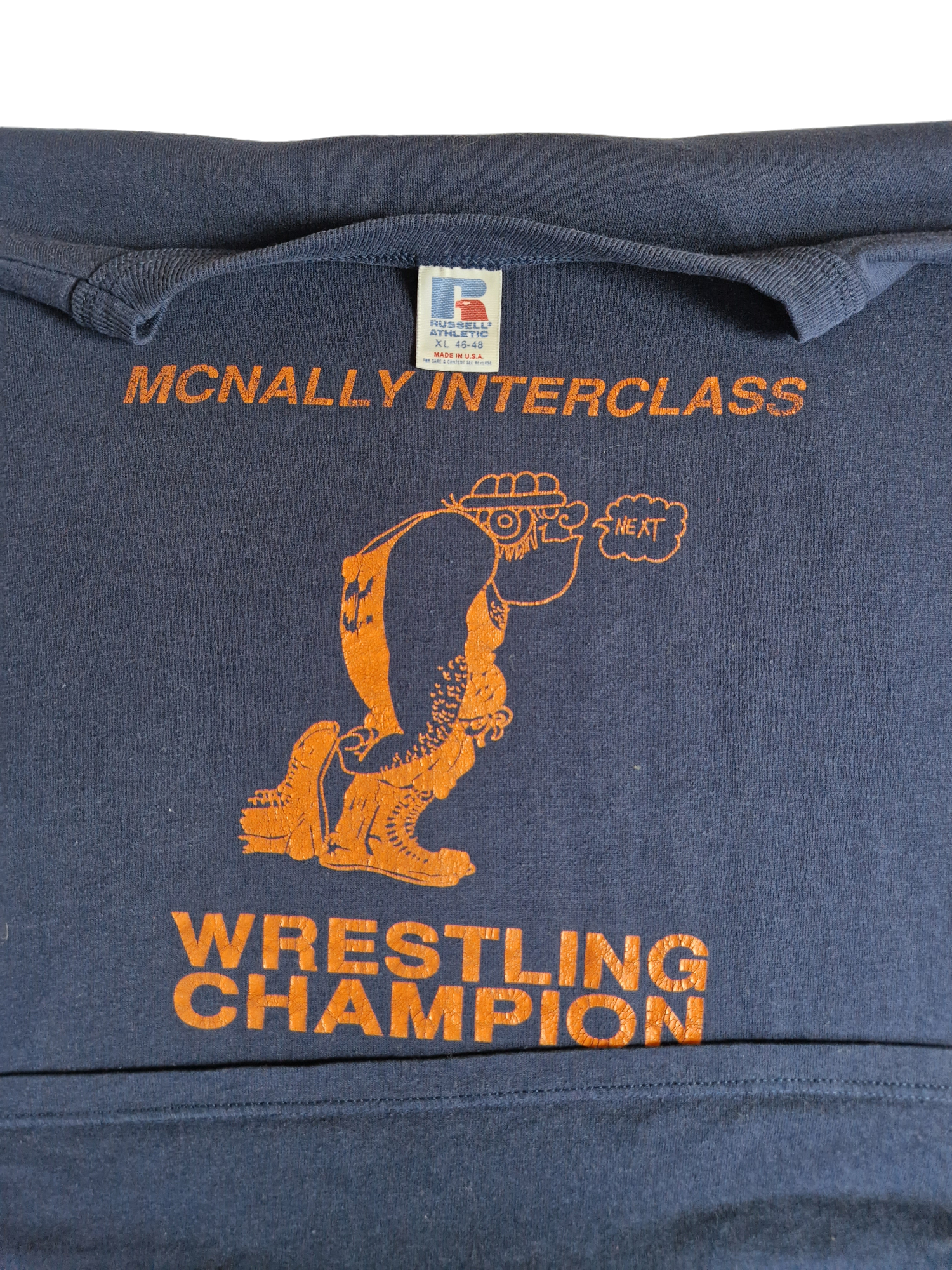 Vintage Russell Athletic Shirt 80s "Wrestling Champion" Made In USA Dunkelblau XL - RareRags