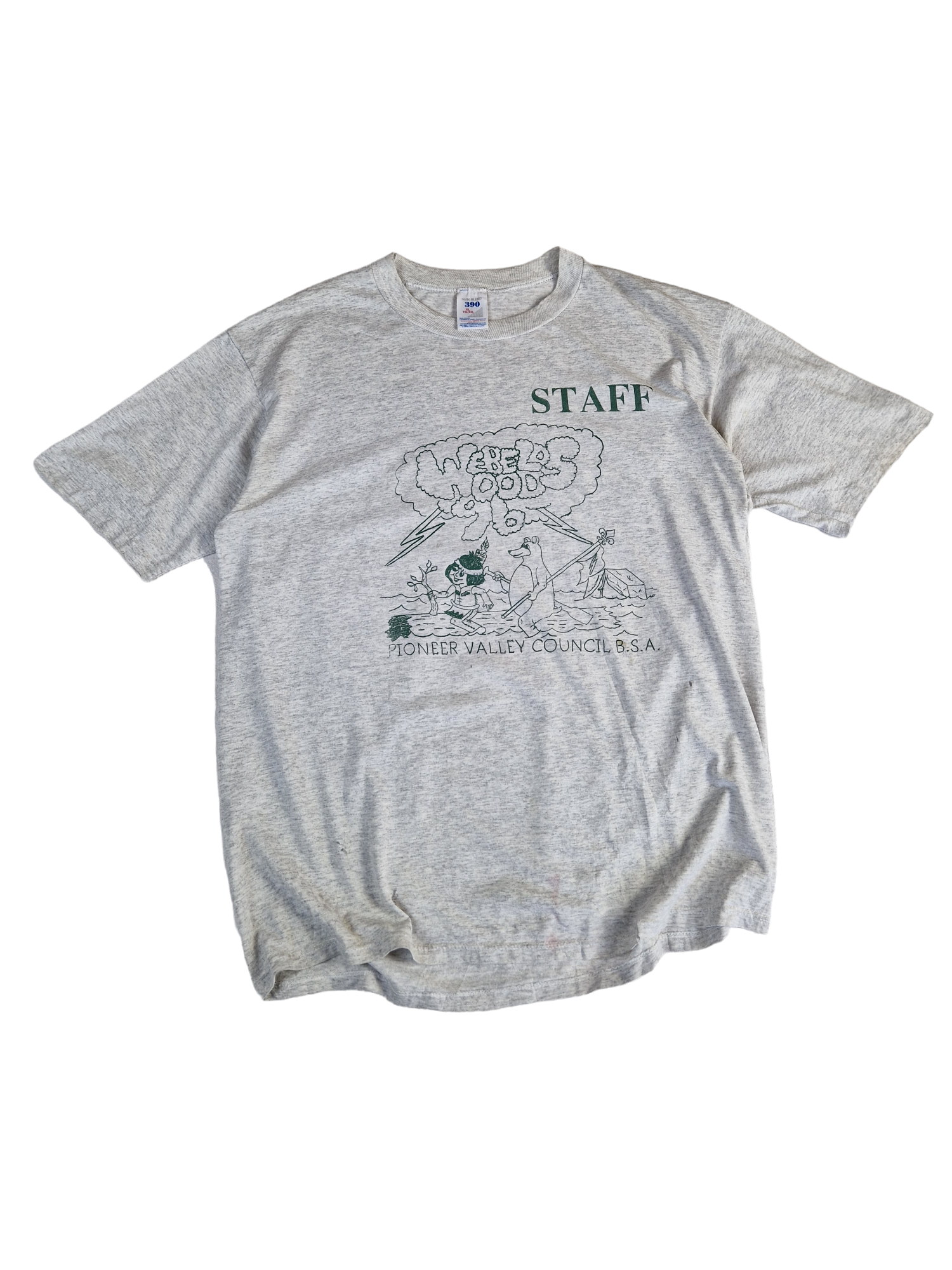 Vintage Jerzees Shirt Webelos Woods 1996 "pioneer valley council, staff" Single Stitch Made In USA Grau XL - RareRags
