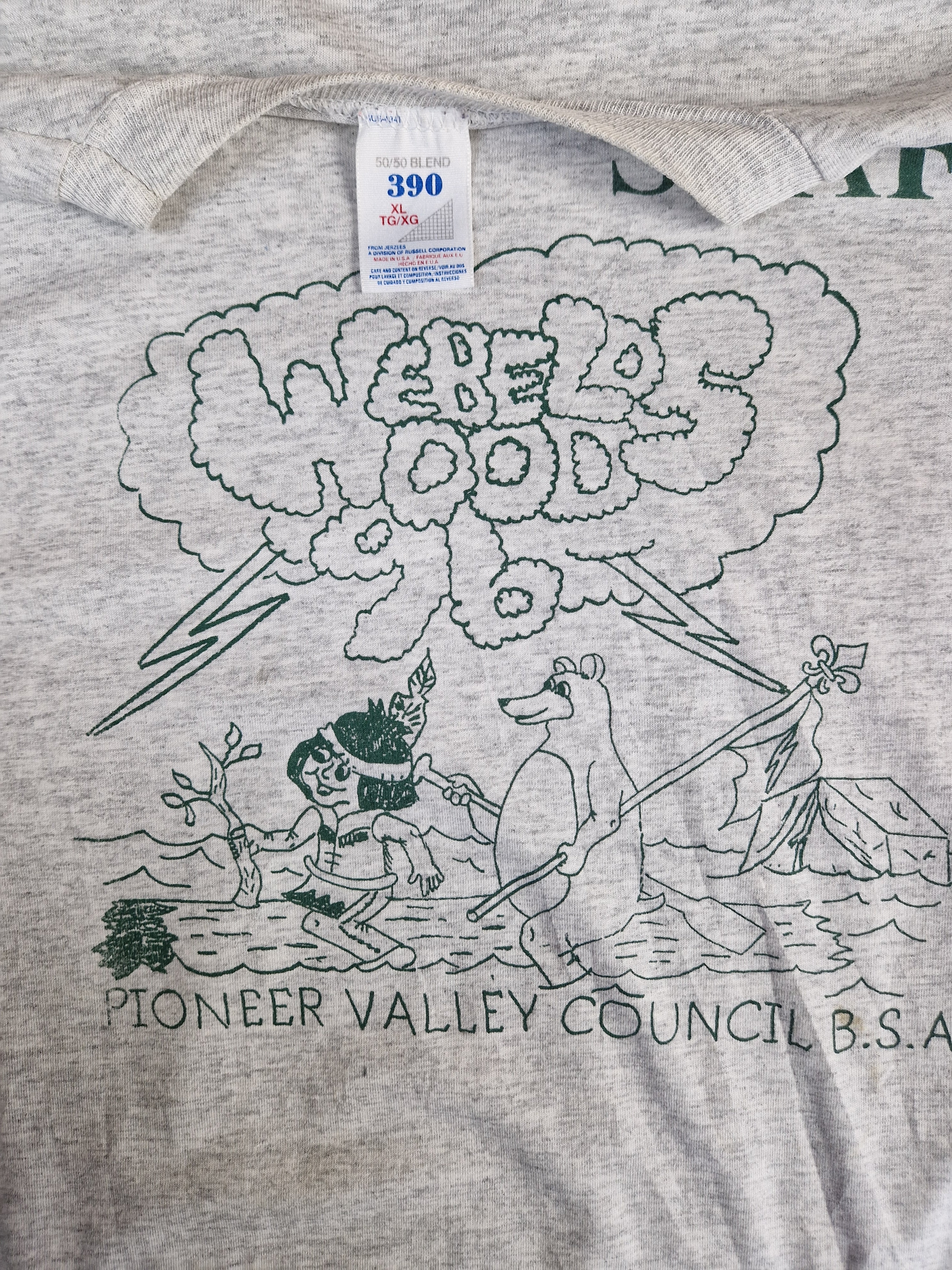 Vintage Jerzees Shirt Webelos Woods 1996 "pioneer valley council, staff" Single Stitch Made In USA Grau XL - RareRags