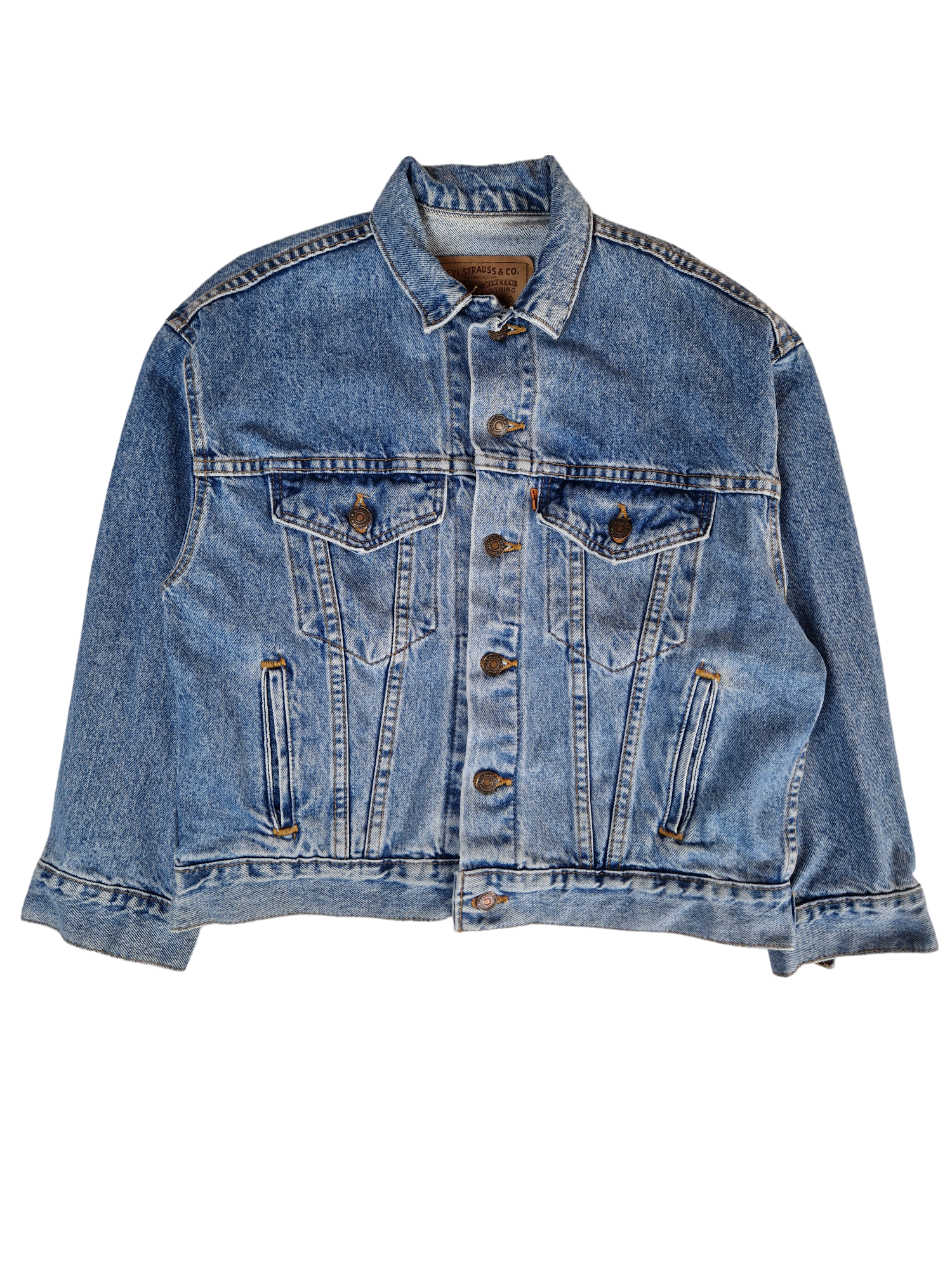 Vintage Levis Jeansjacke Made In USA Orange Tab Hellblau XS-S