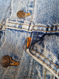 Vintage Levis Jeansjacke Made In USA Orange Tab Hellblau XS-S