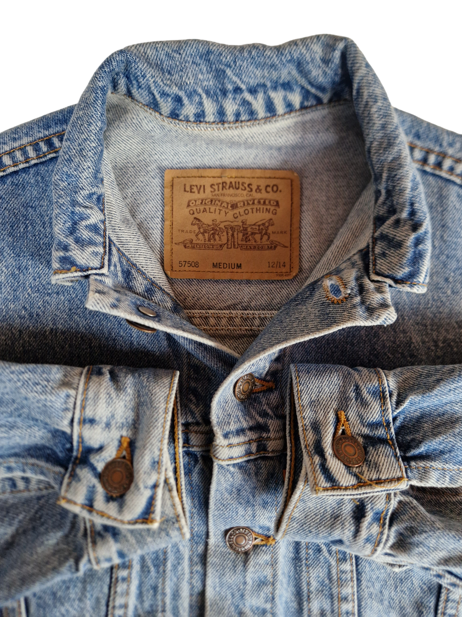 Vintage Levis Jeansjacke Made In USA Orange Tab Hellblau XS-S