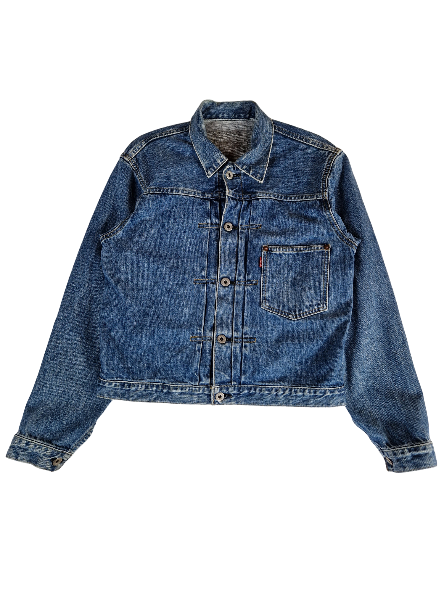 Rare! Vintage Levis Jeansjacke 71506 XX Buckle Back Type 1 Big E Japanische Reproduktion Selvedge Denim Blau (38) M
