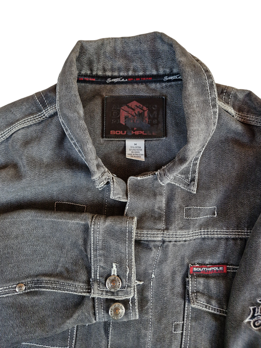 Southpole Jeansjacke Y2K Vibes Dark Denim Oversized Grau M