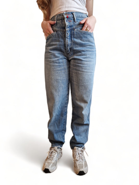 Vintage Outsider Mom-Jeans Highwaist Made In Italy Hellblau 27