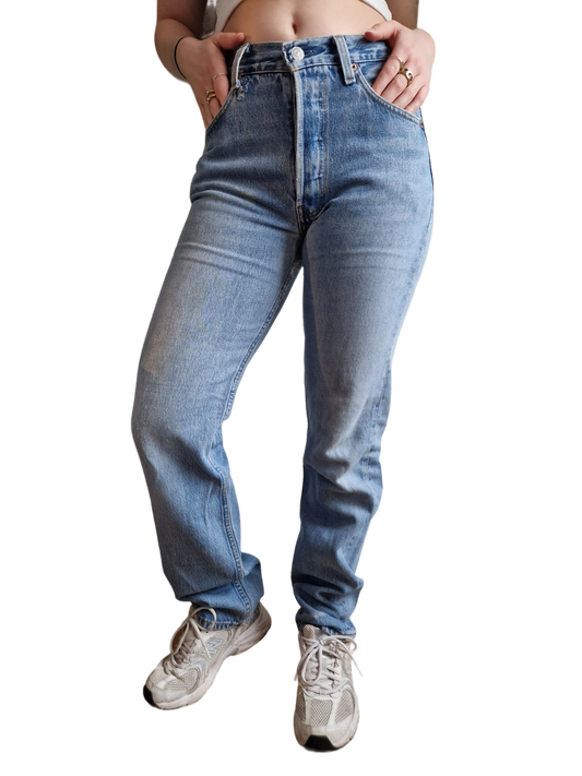 Vintage Levis Jeans 501 Made In USA Used Look Hellblau W28 L32