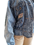 Vintage Pioneer Jeansjacke Oversized Fit Ausgewaschen Mit Patch Blau M-L